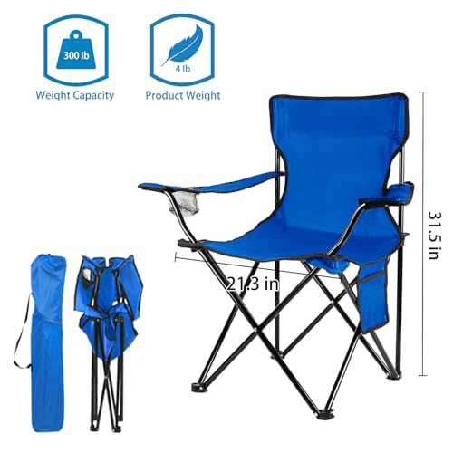 4Pack Folding Camping Chairs (Blue)