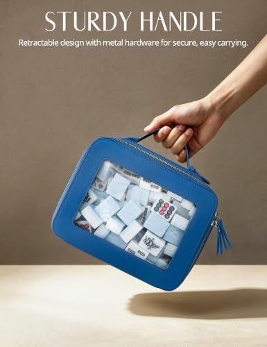 Clear Large Mahjong Tile Bag with Zipper & Handle Cornflower Blue (Cornflower Blue / Large Luxe)
