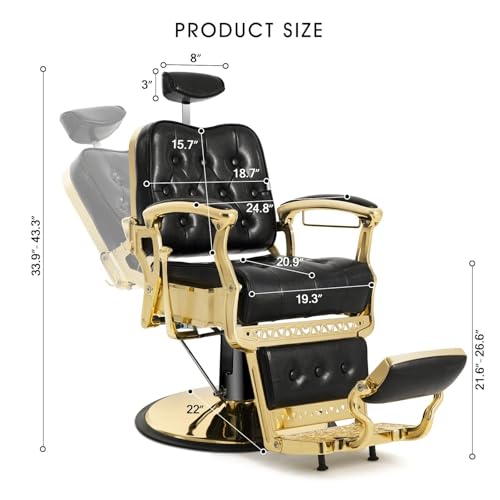 Barber Chair Salon Chair Heavy Duty Barber Chair (Gold)