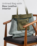 Genuine Italian Leather Tote Bag for Women (Olive)