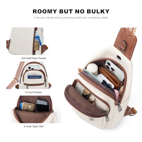 7L Sling Bag for Women Vegan Leather Crossbody Purse Chest Bags Fashionable Trendy Fanny Pack with Travel (7L / 7l-m-beige Brown)