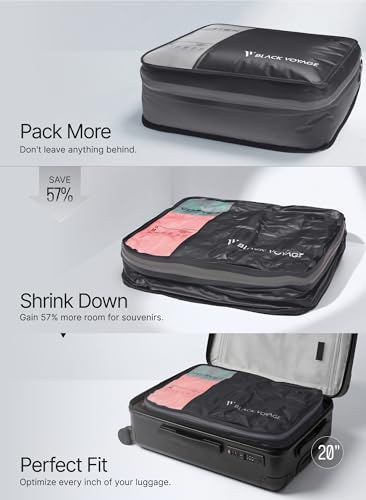 Black Voyage Reusable Vacuum Compression Travel Bag for Carry (Gray (1-Pack) / Medium)