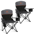 2 Pack Folding Camping Chair with Cooler Bag & Lumbar Support (Black&grey)