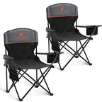 2 Pack Folding Camping Chair with Cooler Bag & Lumbar Support (Black&grey)