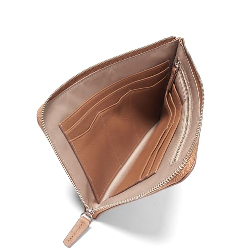 Cognac Slim Zip Travel Wallet & Passport Holder (Cognac)