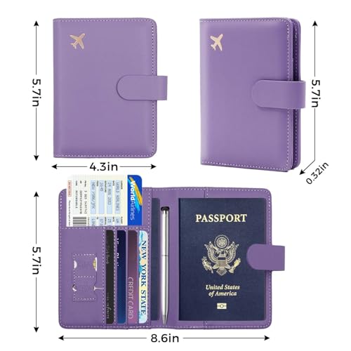 Premium Leather Passport Holder Covers Case (UP-PURPLE)