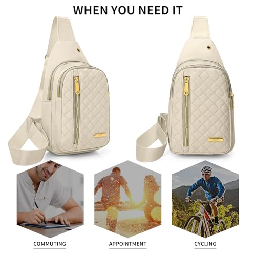 Small Sling Bag For Women Men Casual Crossbody Sling Backpack (801-beige)