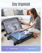 Luggage Sets 3 Pcs Suitcase with Wheels (Dark Blue / 3-Piece Set-20 Inch/24 Inch/28 Inch)