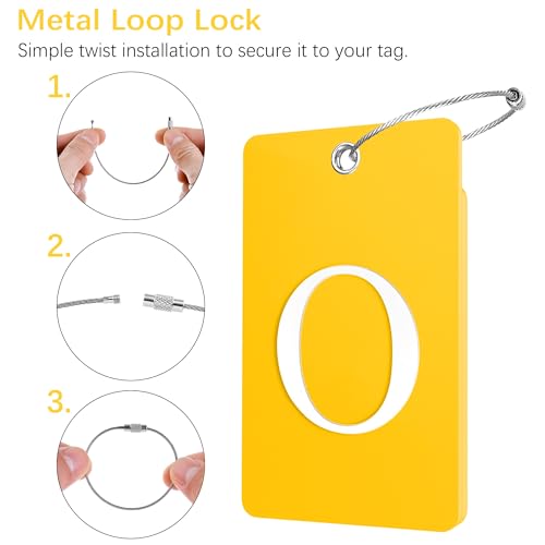 2 Pack Initial Luggage Tags for Suitcases Airplane Travel Essentials (Large O / Yellow)