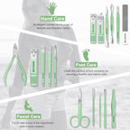 Manicure Set Professional Nail Clippers Pedicure Kit (Green)