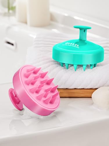 2 Pack Scalp Massager Hair Growth Scrubber for Dandruff Removal (01- Pink & Green)