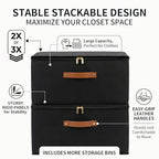 3 Pack Foldable Storage Bin with Lid (Black / XXL-56L)