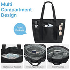 Beach Bag Waterproof Beach Tote Pool Bags for Women (Black / 35L)
