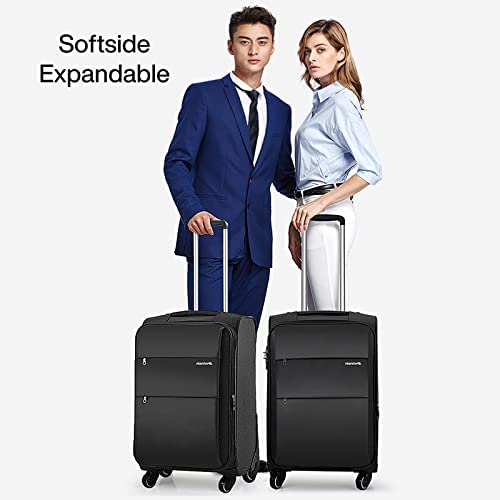 20/24/28 Inch 3 Piece Luggage Set with Spinner Wheels Expandable Luggage Large Suitcases with Wheels Softside Checked Luggage Rolling Suitcase with Lock Lightweight Travel Luggage.(Dark Gray) (Dark Gray / 3-Piece Set (20-Inch, 24-Inch, 28-Inch))