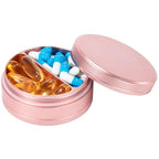 Metal Pill Case for Purse (Pink / 2 compartment)