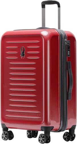 Rails Expandable Hardside Upright Suitcase with 360° Spinner Wheels (Red / Medium Checked)