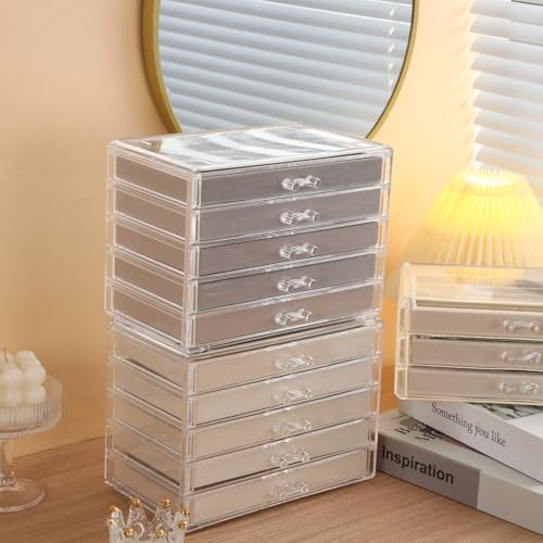 5 Drawerss Necklace Organizer Box (Grey-5 layer necklace)
