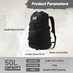 50L Tactical Backpack for Men and Women (Black / Large-50L)