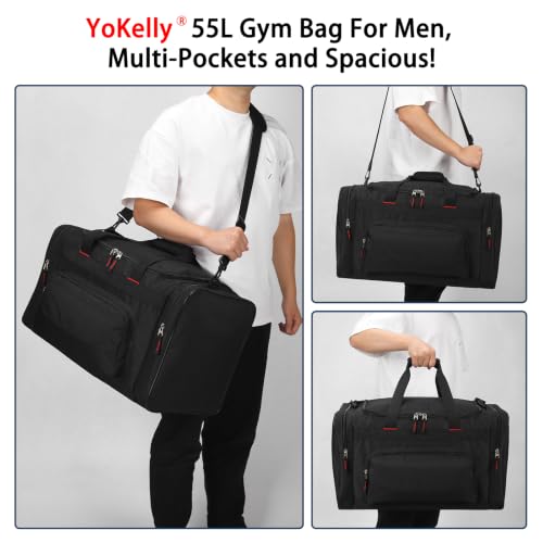 55L Gym Sport Duffle Bag for Men (Black / 22 inch)