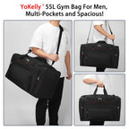 55L Gym Sport Duffle Bag for Men (Black / 22 inch)