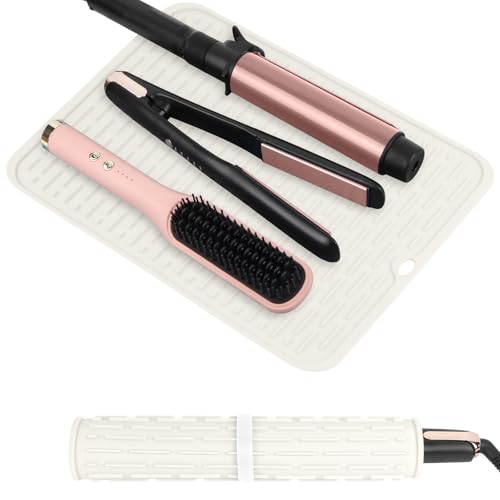 Oversize Silicone Heat Resistant Mat for Hair Tools (Ivory)
