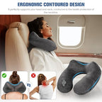 Inflatable Travel Pillow for Sleeping Airplane (Dark Grey / M-Shape)