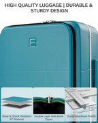 28 Inch Top Opening Checked Luggage with Cup Holder and USB Ports (Caribbean Blue / 28 Inch Pro)