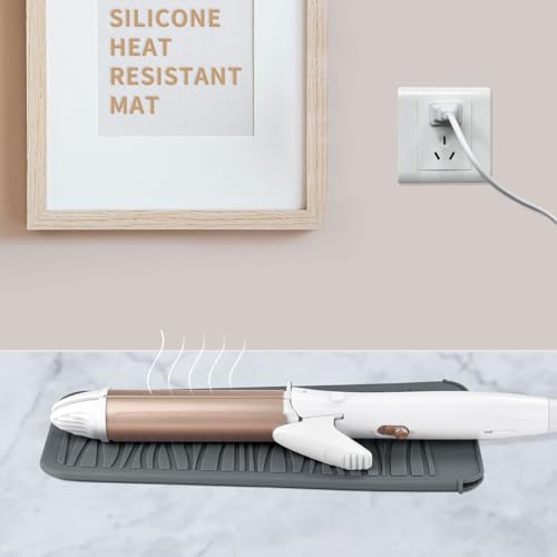 2 Pack Silicone Heat Resistant Travel Pouch for Straightener (2 Pack / Light Grey&beige)