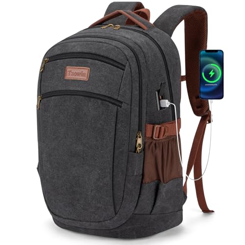 Vintage Canvas Laptop Backpack for Men and Women (Black)
