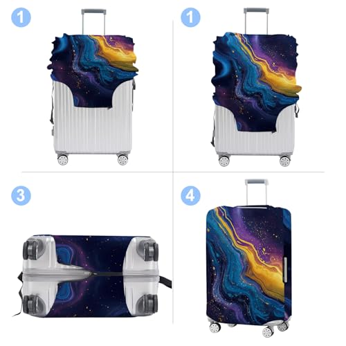 Luggage Cover Washable Suitcase Protector Anti (Purple marble / S(fits 20-22inch suitcase))