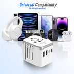 Universal International Power Travel Plug Adapter (White Grey)