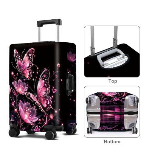 Luggage Cover Washable Suitcase Protector Anti (Pink Butterflies / L(fits 28-30Inch suitcase))