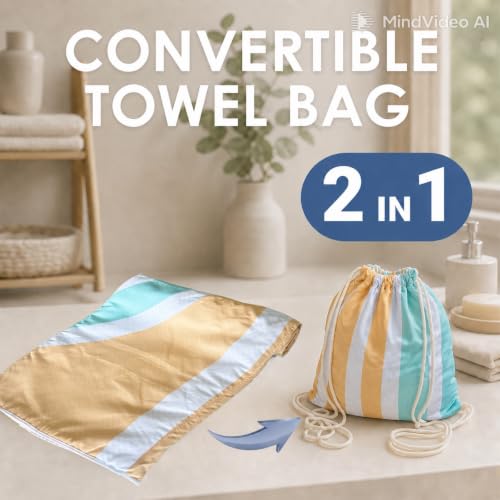Beach Towel Backpack (1 Pack- Yellow Green / 75”x 35”)