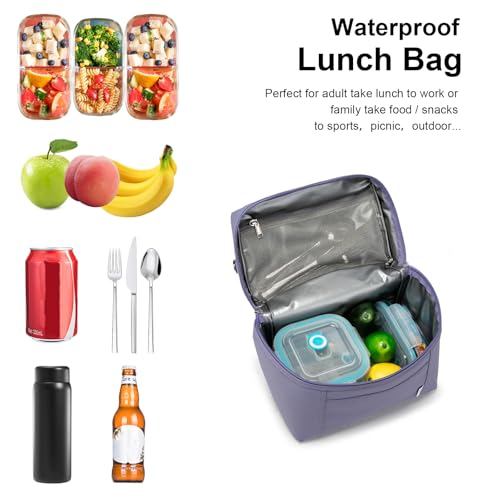 NOL Insulated Lunch Bags for Women Cooler Bag Lightweight Nylon Waterproof Lunch Box for Work (Light Purple / Small (4 Liters))