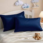 Toddler Pillows with Pillowcases Set (Navy Blue (Cotton) / 13x18 Inch (Pack of 2))