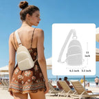 Faux Straw Crossbody Bags for Women Small RFID Summer Sling Bag (Boho White Thick)