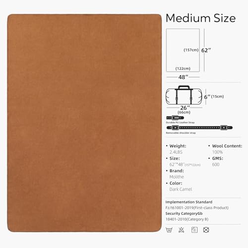 100% Wool Blanket (Dark Camel / Medium)