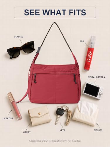 20L Crossbody Tote Bag Large Capacity Lightweight Hobo Shoulder Sling Bags for Gym Shopping Beach Travel (Jester Red)