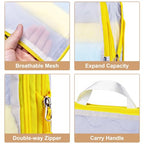 Compression Packing Cubes Travel Essentials with See Through Mesh for Suitcases (Mesh/White / 7 Set)