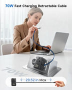 70W GaN Universal Travel Adapter with USB (Dark Black)