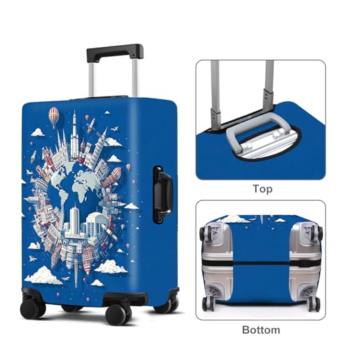 Earth Luggage Cover Washable Suitcase Protector Anti (Earth / M(24-26inch suitcase))