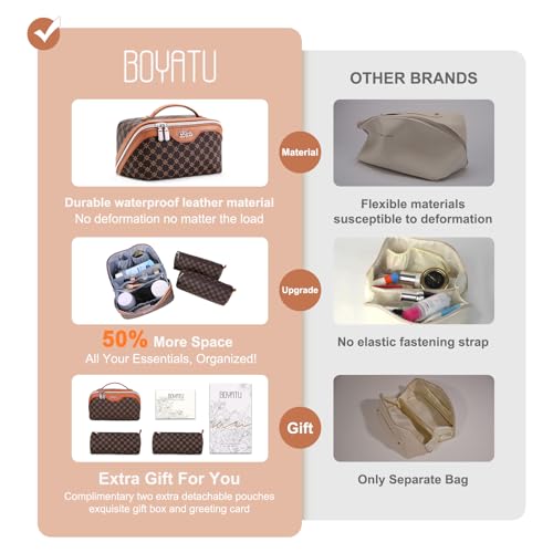 Travel Makeup Bag Cosmetic Bags for Women (A-1-Coffee)