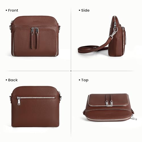 Genuine Leather Crossbody Bags for Women Travel Wallet Purse Coffee (Coffee)