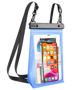 Large Waterproof Phone Pouch (Clear Blue, Extra Large Opening 5.9'')
