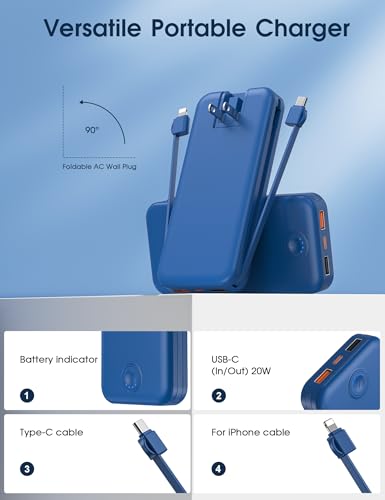 Portable Charger 10000mAh Fast Charging w (Navy)