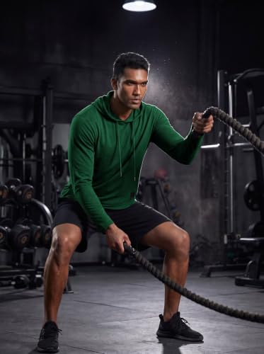 Mens Fashion Athletic Hoodies Sport Sweatshirt Solid Color Fleece Pullover Dark Green (Medium / Dark Green)