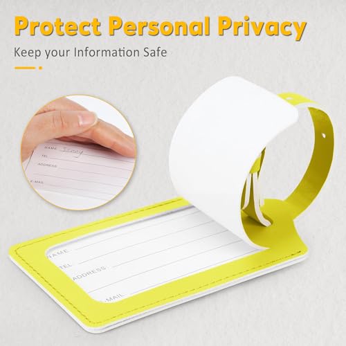 2 Pack Luggage Tags for Suitcases Airplane Travel Essentials (Light Yellow)
