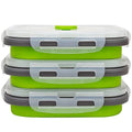 3piece Collapsible Food Storage Containers with Lids (green with gray)