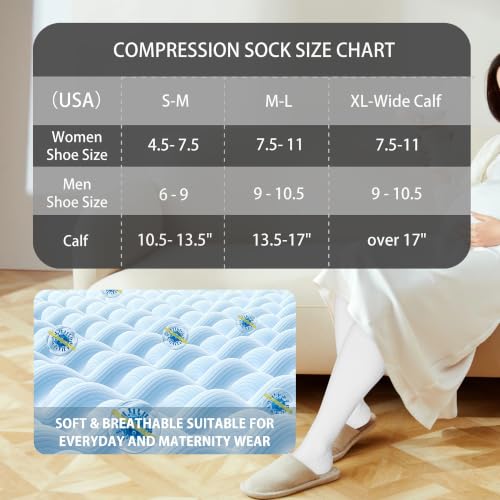 Cotton Compression Socks for Women&Men 20 (2 Pairs-grey&white / X-Large)