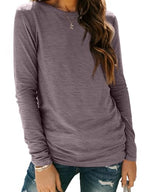 Long Sleeve Shirts for Women Casual Crewneck Tops Basic Tees (Medium / 01rosetaupe)